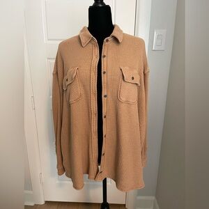 Aerie Tan Waffle Knit Jacket